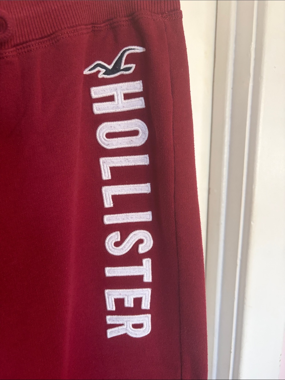 Hollister Deep Red Lounge Sweatpants with Side Logo - Picture 2 of 5